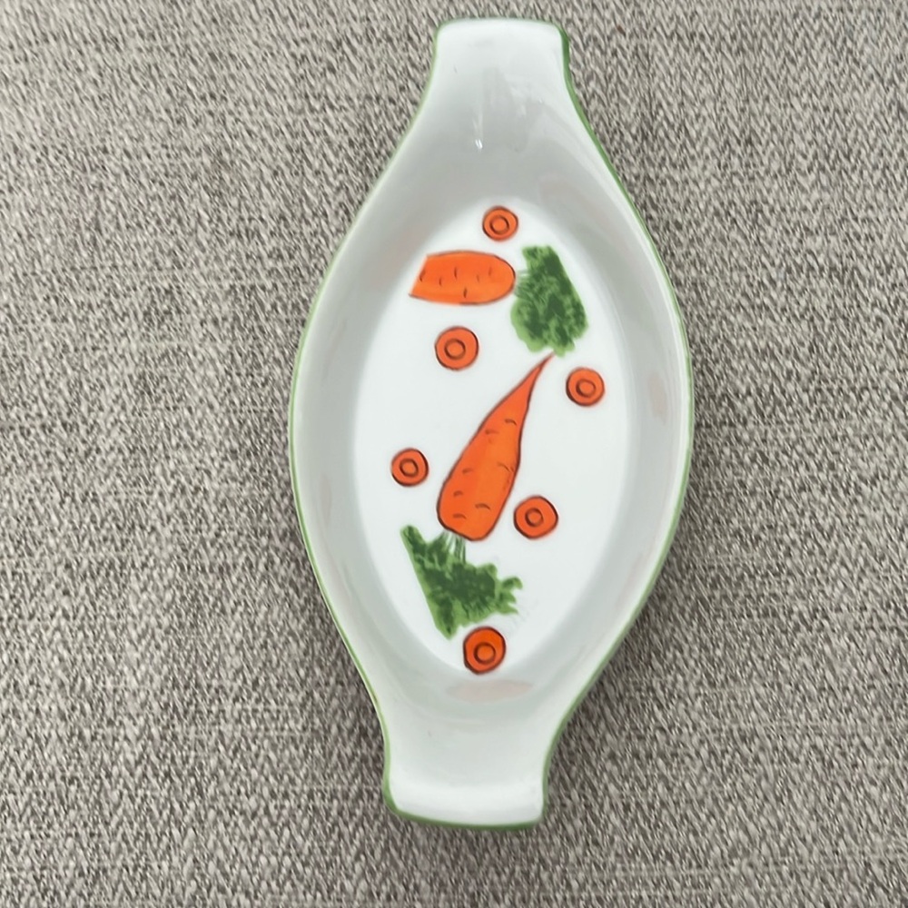 Taste Setter VTG Franci Villa Vanilla Palm Beach vegetable polka dot AuGratin